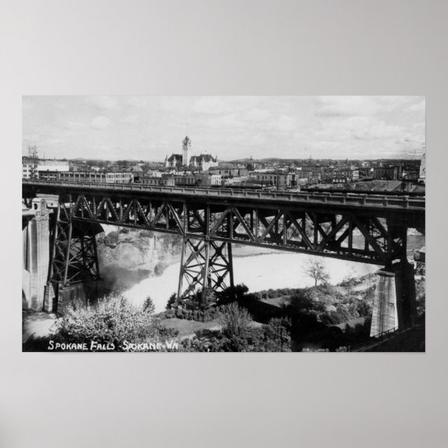 Visa Spokane Falls och Bridge Poster (Framsidan)