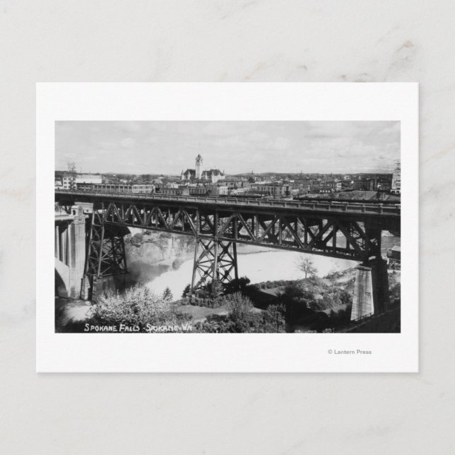 Visa Spokane Falls och Bridge Vykort (Framsida)