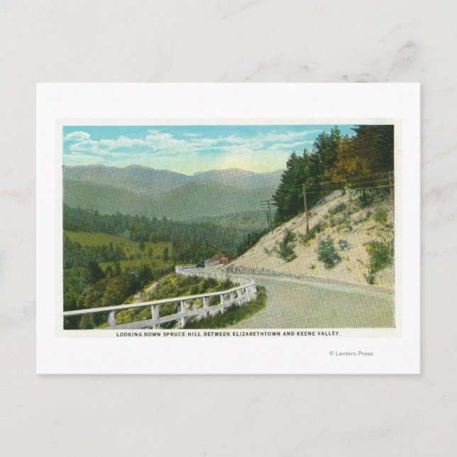 Visa Spruce Backe före Keene Valley Vykort (Framsida)