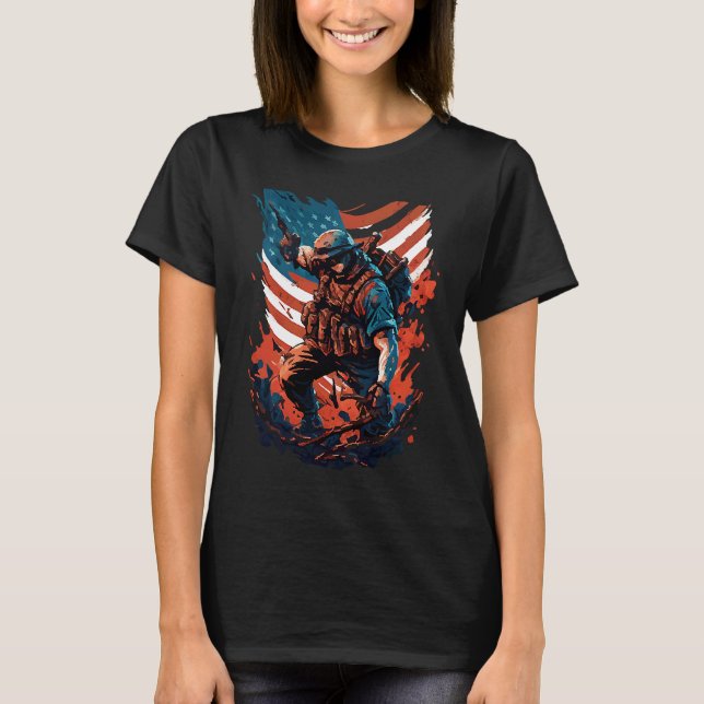 Visa stöd för amerikanska trupper, amerikansk sold t shirt (Framsida)
