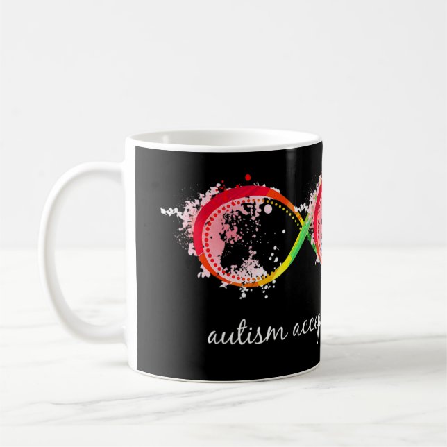 Visa stöd för autism och dess acceptans med kaffemugg (Vänster)