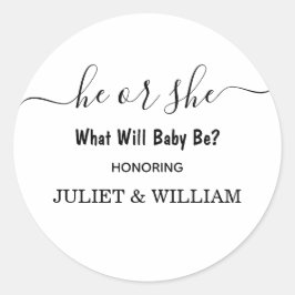 Visa svartvit och vit minimalistisk Gender för ele Runt Klistermärke