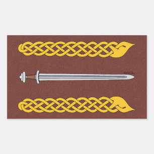 Visa Sword och Plaitwork Rektangulärt Klistermärke