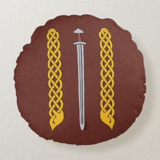 Visa Sword och Plaitwork Rund Kudde