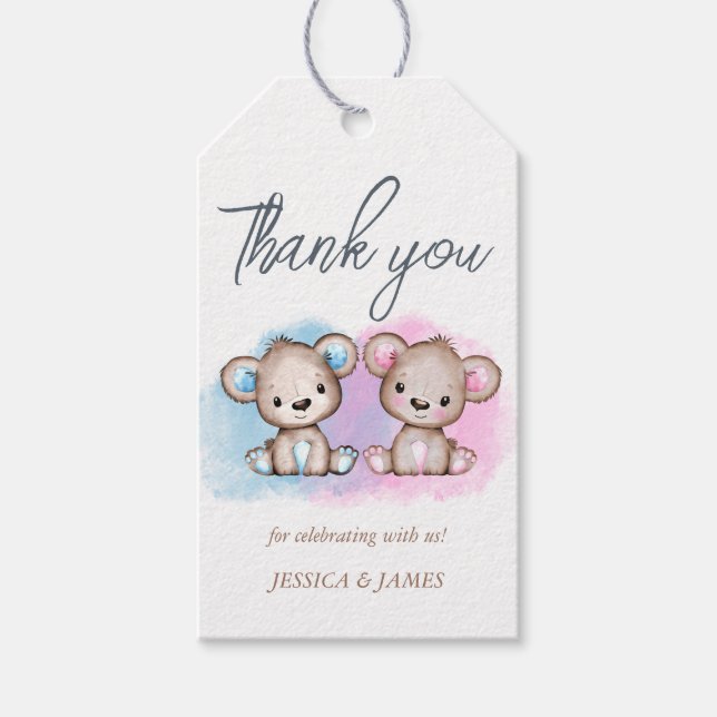 Visa Tack Gift-Märkre för Visa Gender Presentetikett (Framsidan)