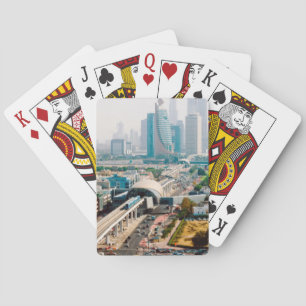 Visa tunnelbanelinje och skyscraper i stan kortlek