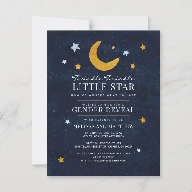 Visa Twinkle Little Star Par Baby Gender  Inbjudningar (Framsida)