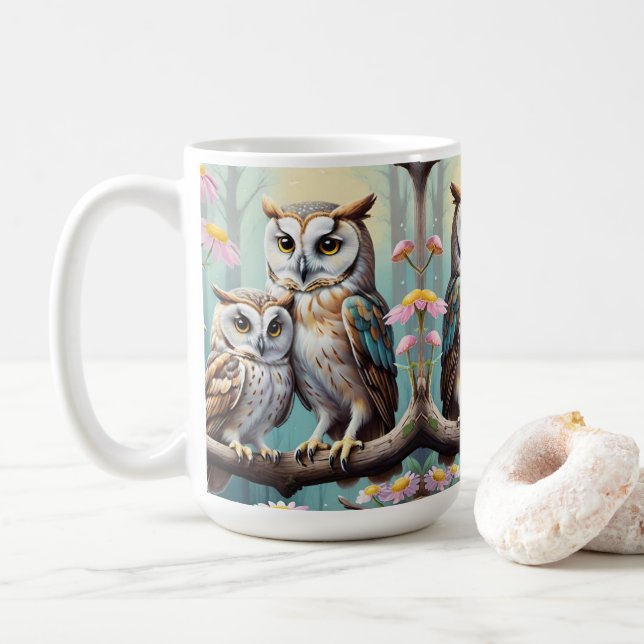 Visa ugglor kaffemugg (Med munk)