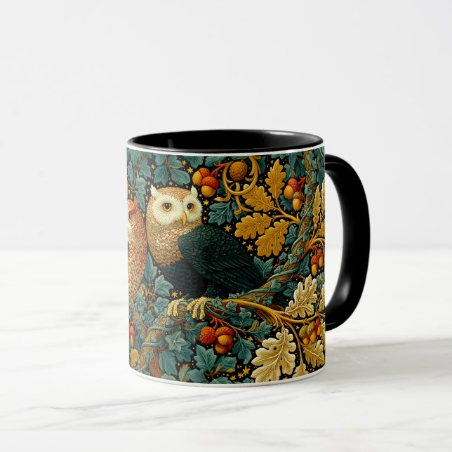 Visa Ugglor & Murgröna William Morris Stil Målad K Mugg (Framsida höger)