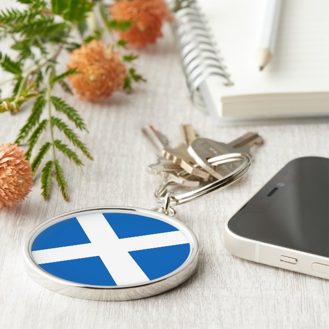 Visa upp dina färger – Skottland Rund Silverfärgad Nyckelring (Sidan)