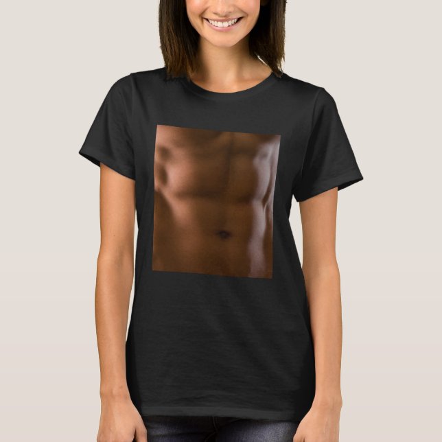 Visa upp ditt fake 6 Pack Abs Muscular T Shirt (Framsida)