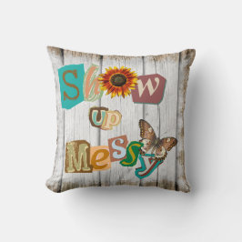 Visa upp Messy Rustic Collage Dekorativ kudde