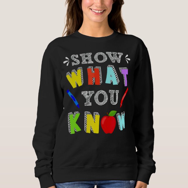 Visa vad du känner Sten vid testdagen Studenter Te T Shirt (Framsida)