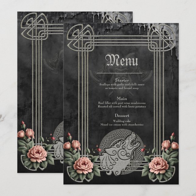 Visa Varg och Ro. En stiliserad vargs huvud Meny (Fram/baksida)