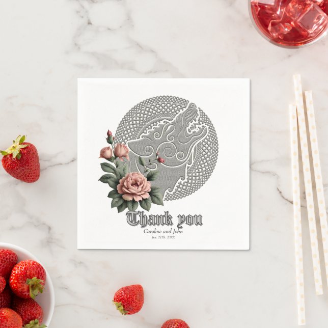 Visa Varg och Ro. En stiliserad vargs huvud, Pappersservett (Insitu)