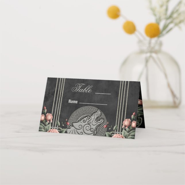 Visa Varg och Ro. En stiliserad vargs huvud Placeringskort (Framsida)