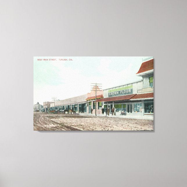 Visa Väster Main StreetTurlock, CA Canvastryck (Framsida)