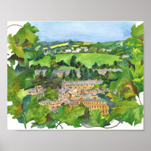 Visa vattenfärgsutskrift för badplats poster