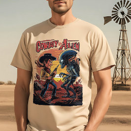 Visa vid solnedgång - Cowboy mot Alien T Shirt