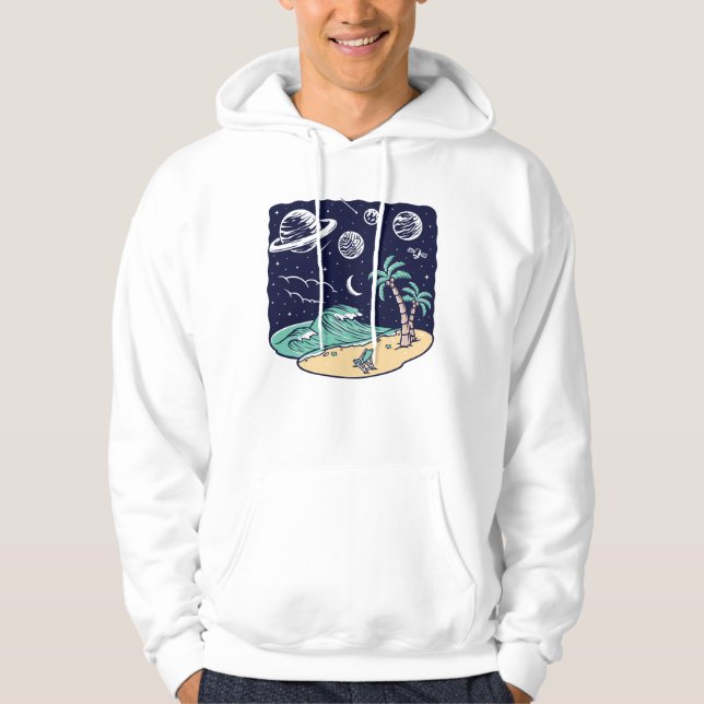 Visa vid stranden på natten hoodie (Framsida)