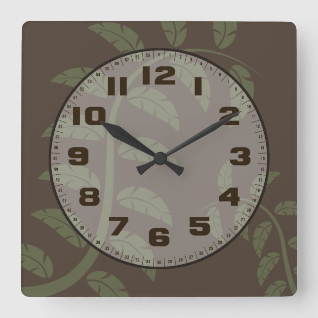 Visa Vines Fyrkantig Klocka (Framsida)