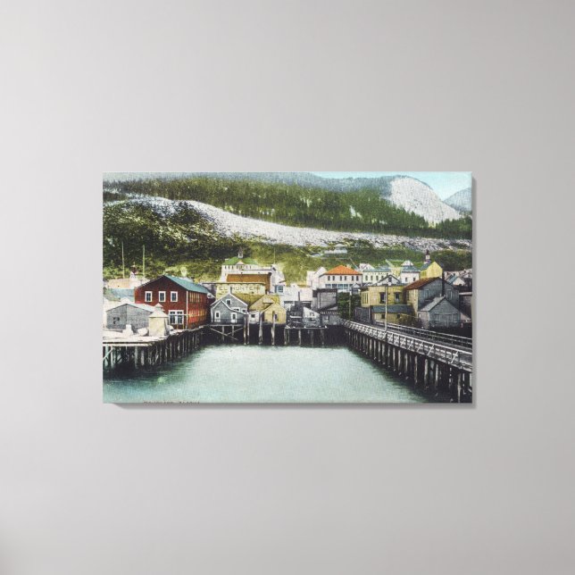 Visa Waterfront & TownDouglass, AK Canvastryck (Framsida)