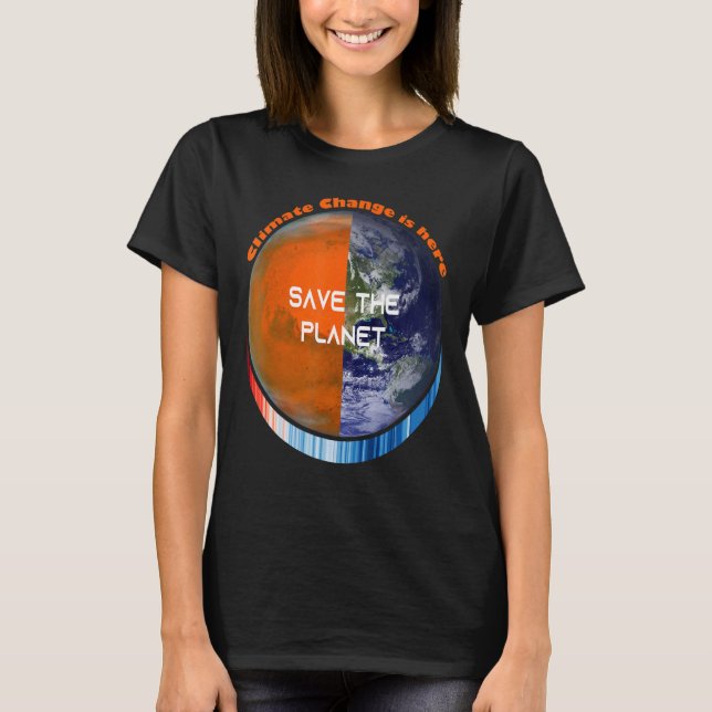 VisaDinStripes u2013 RÄDDA PLANETEN Klimatkhan T Shirt (Framsida)