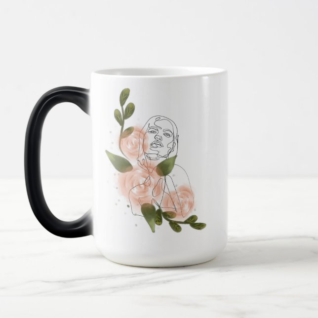 Visage floral minimal – roses douces magisk mugg (Vänster)