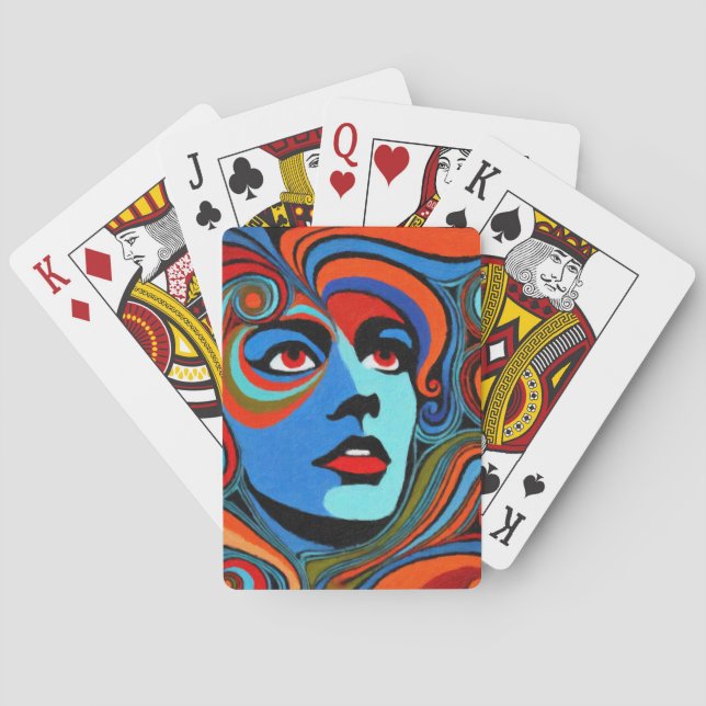 Visage psychédélique d'une femme casinokort (Baksidan)