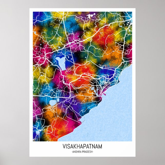 Visakhapatnam Andhra Pradesh Karta Poster (Framsidan)