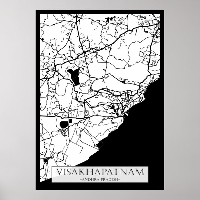 Visakhapatnam Andhra Pradesh Karta Poster (Framsidan)