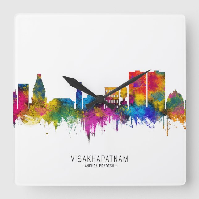 Visakhapatnam Andhra Pradesh Skyline Fyrkantig Klocka (Framsida)