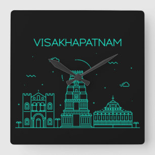 Visakhapatnam-skyline Fyrkantig Klocka