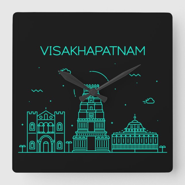 Visakhapatnam-skyline Fyrkantig Klocka (Framsida)