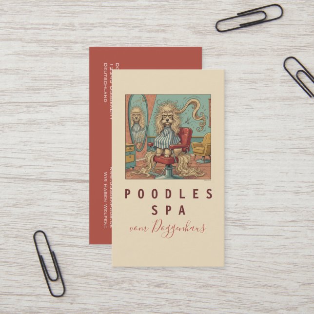 Visakort för snygg Pudel Spa Visitkort (Fram/Back In Situ)