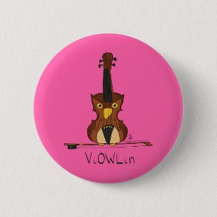 VisaOWLin Violin Uggla Music Button Pin Knapp