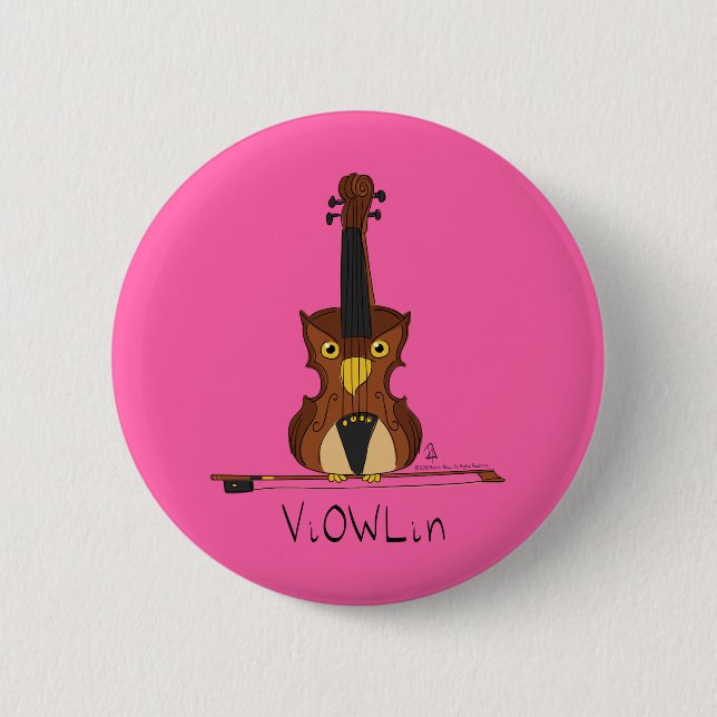 VisaOWLin Violin Uggla Music Button Pin Knapp (Framsida)