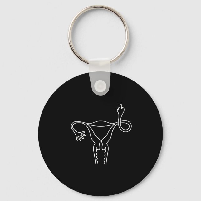 Visar feministisk shierarki Mitten Finger Nyckelring (Framsida)