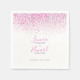Visar rosa lila konst bröllop pappersservett