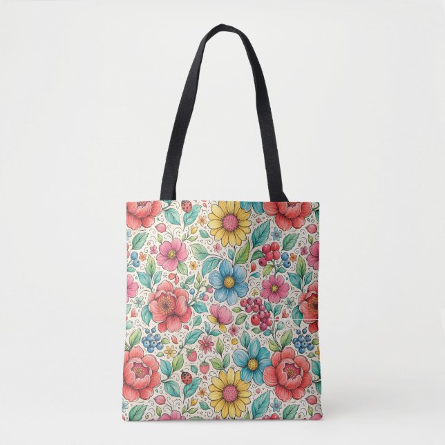 Visartade blommor tygkasse (Framsida)