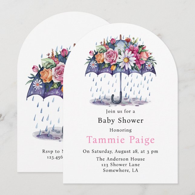 Visas med Blommor Baby Shower Inbjudningar (Fram/baksida)