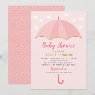 Visas med Kärlek Rosa paraplybabyskor Inbjudningar