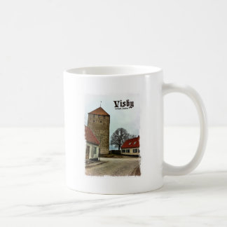 Visby Gotland, sverigetorn med den ljusa gränsen Kaffemugg