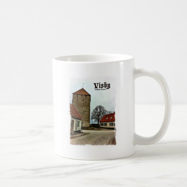Visby Gotland, sverigetorn med den ljusa gränsen Kaffemugg (Höger)