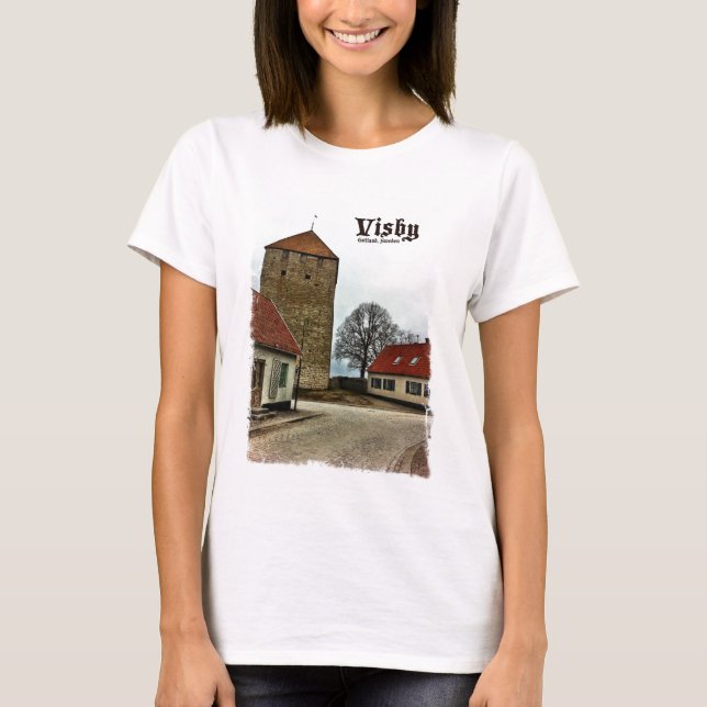 Visby Gotland, sverigetorn med den ljusa gränsen T Shirt (Framsida)