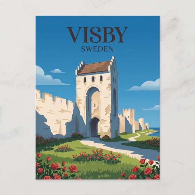 Visby medeltida stadsmur Sverige Vykort (Framsida)