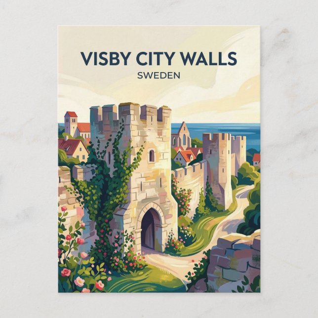 Visby stadsmur Sverige Vykort (Framsida)