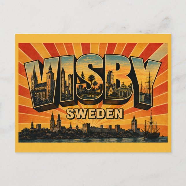 Visby Sverige medeltida Hansastaden Vykort (Framsida)
