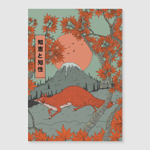 Visdom och intelligens vintage japansk rävkonst .