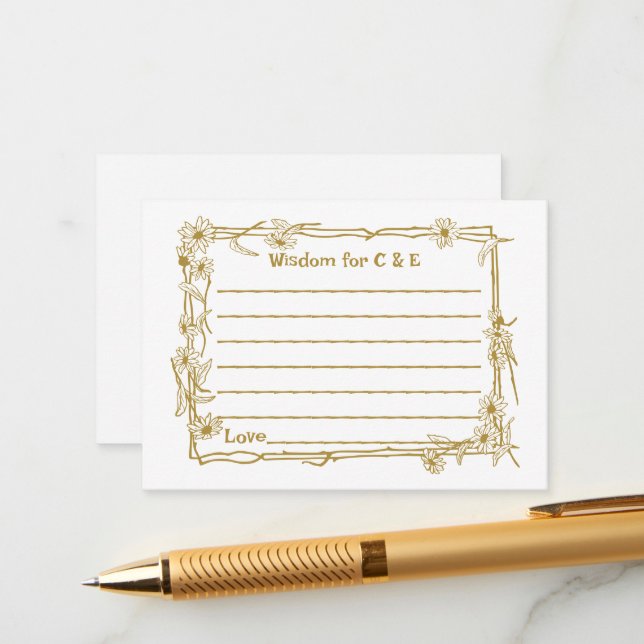Visdom-/rådgivningskort för gäster i bröllop rådkort (Fram/Back In Situ)